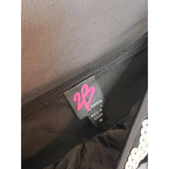 Vintage Y2k 2B Bebe Black & White Sequin Harlequin Sleeveless Mini Dress Size M - Picture 5 of 7